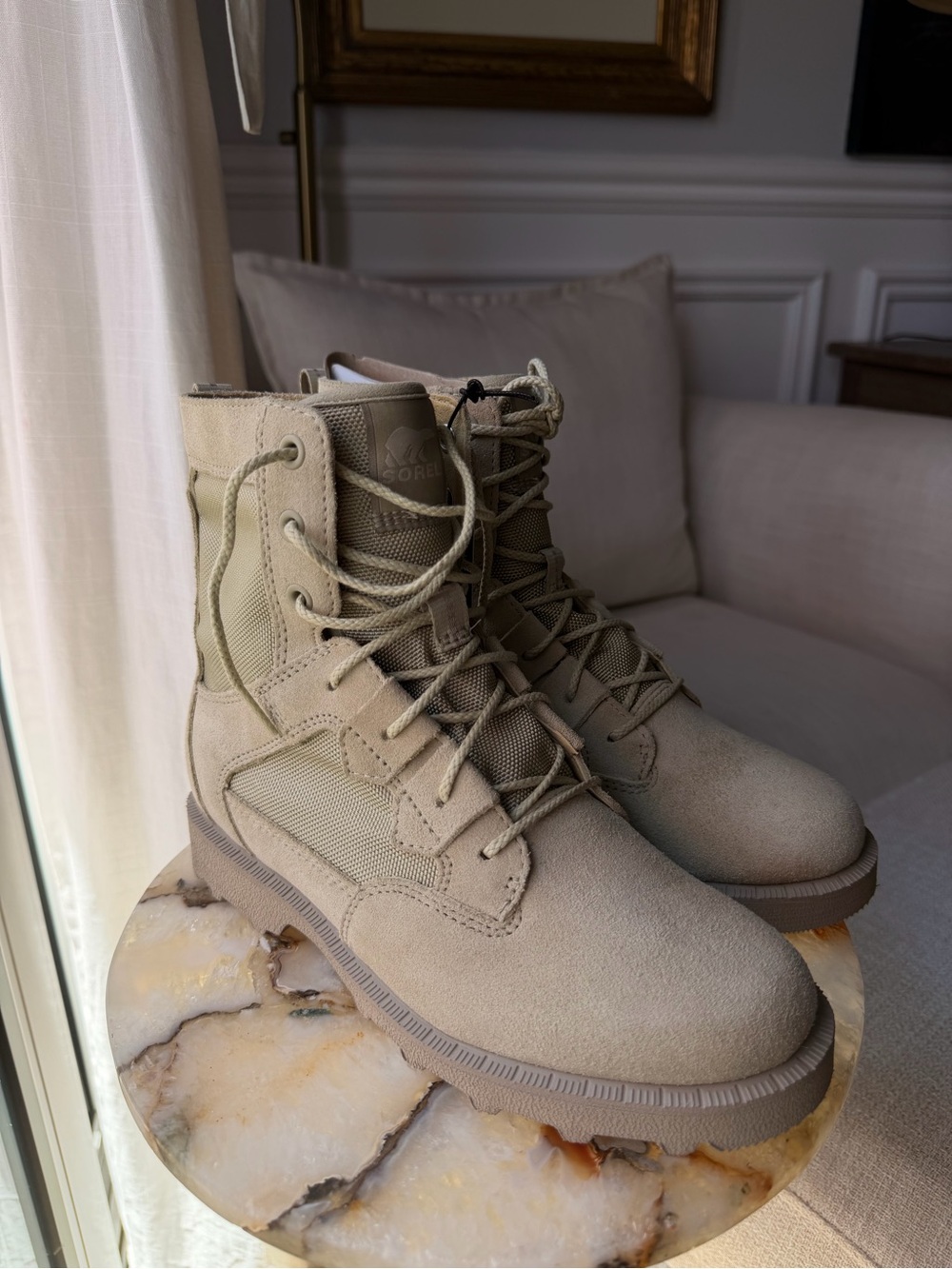 Sorel Tan Suede & Canvas Lace-Up Hiking Boots